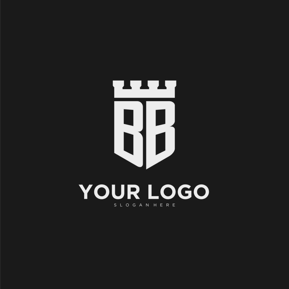 Initials BB logo monogram with shield and fortress design vector