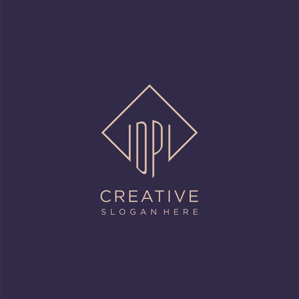 Initials DP logo monogram with rectangle style design vector