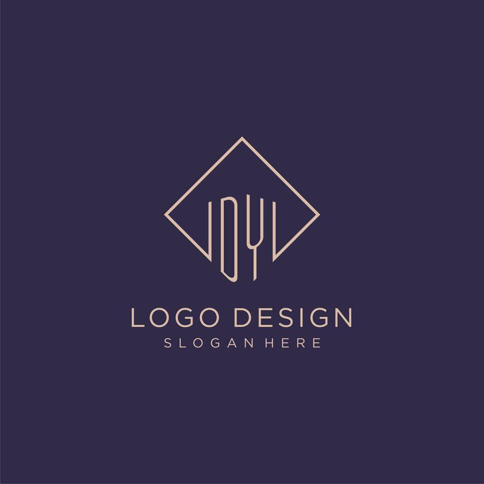 Initials DY logo monogram with rectangle style design vector