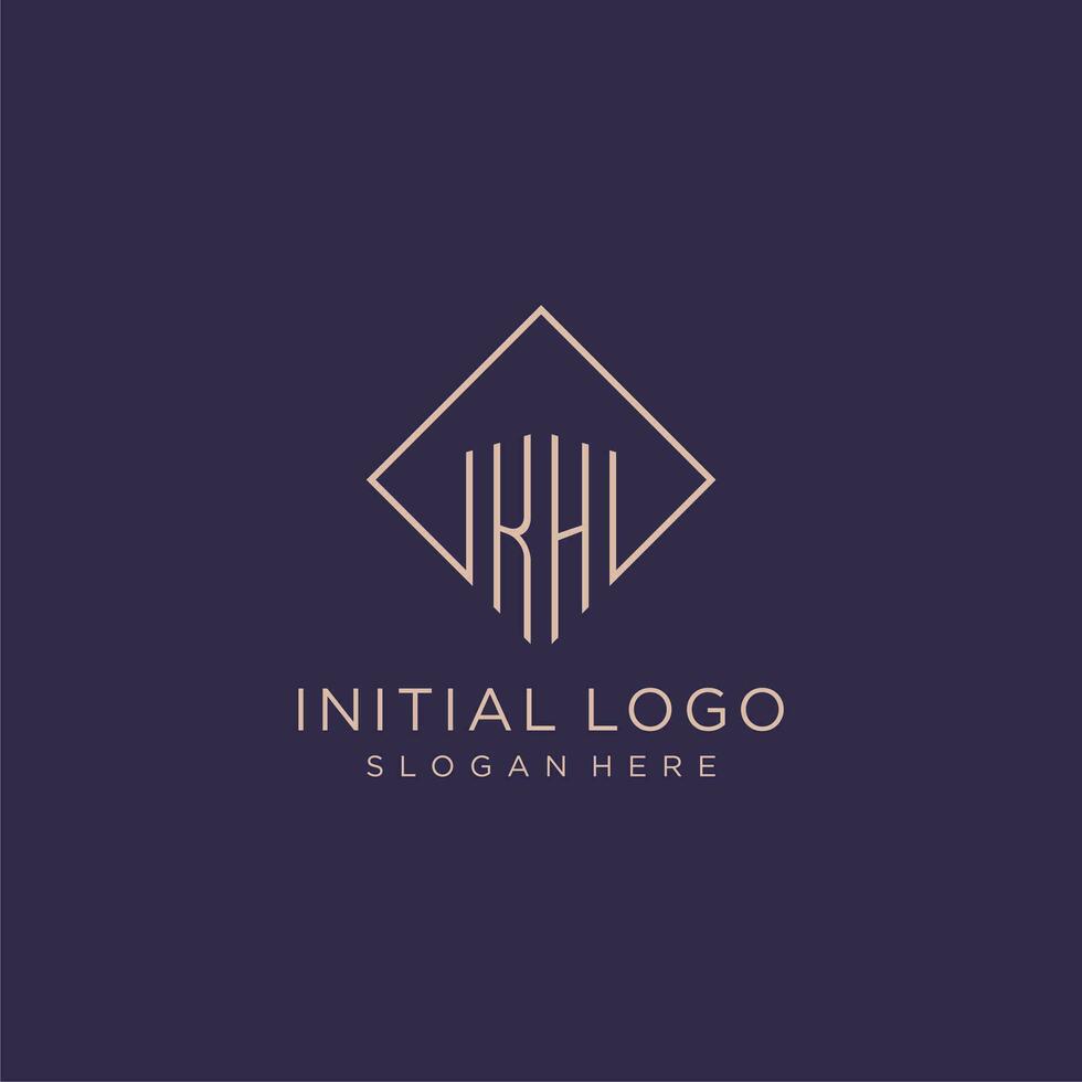 Initials KH logo monogram with rectangle style design vector