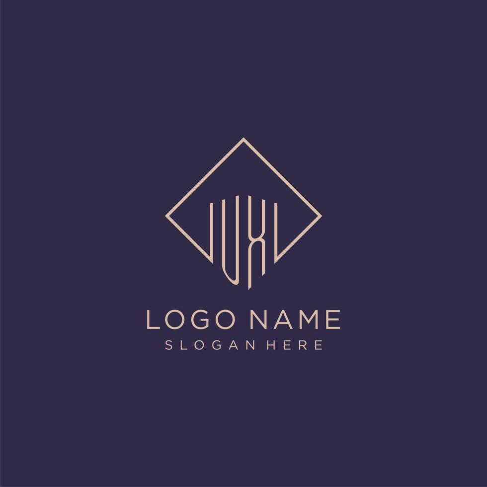 Initials UX logo monogram with rectangle style design vector