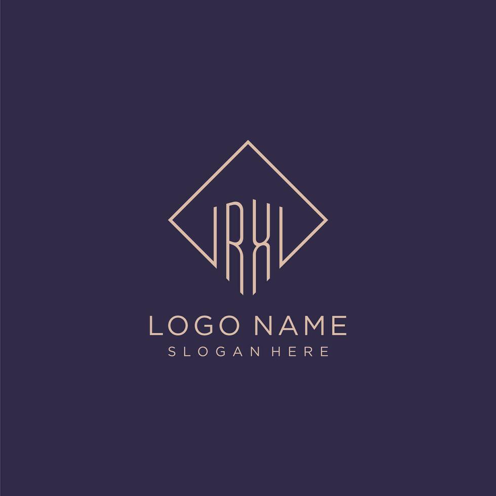 Initials RX logo monogram with rectangle style design vector
