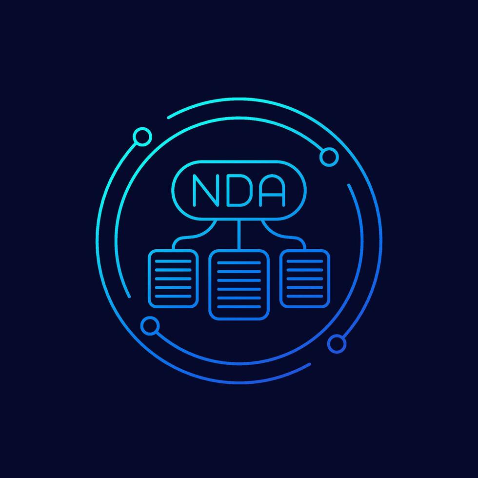 NDA icon with documents, linear design vector