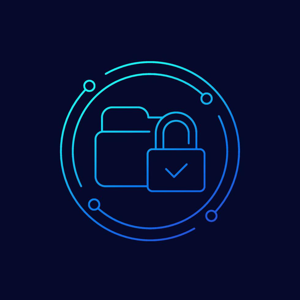 locked folder icon, linear design vector