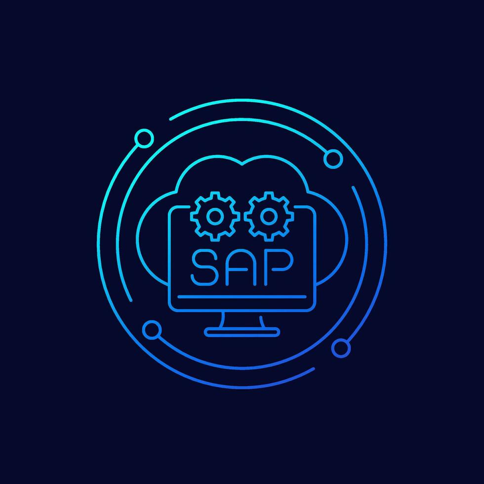 SAP icon with a cloud, linear design vector