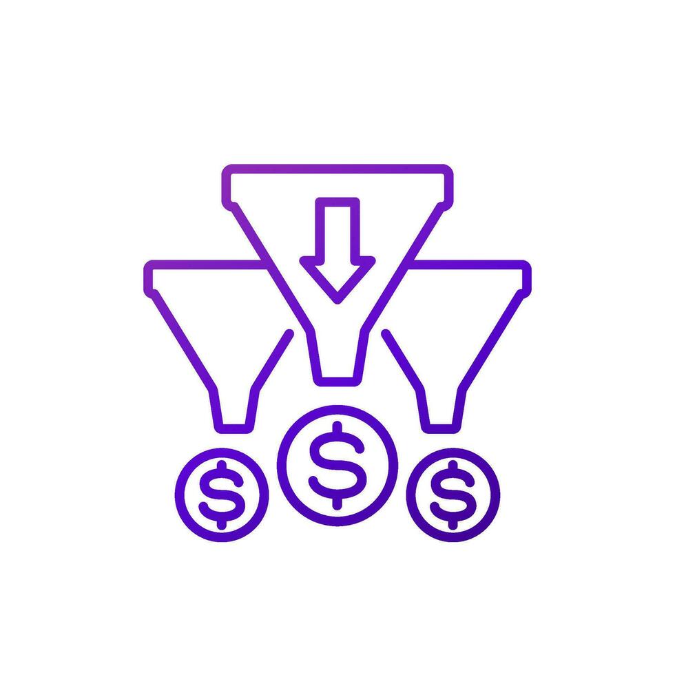 Sales funnels line icon, vector