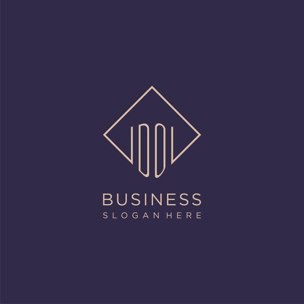 Initials DO logo monogram with rectangle style design vector