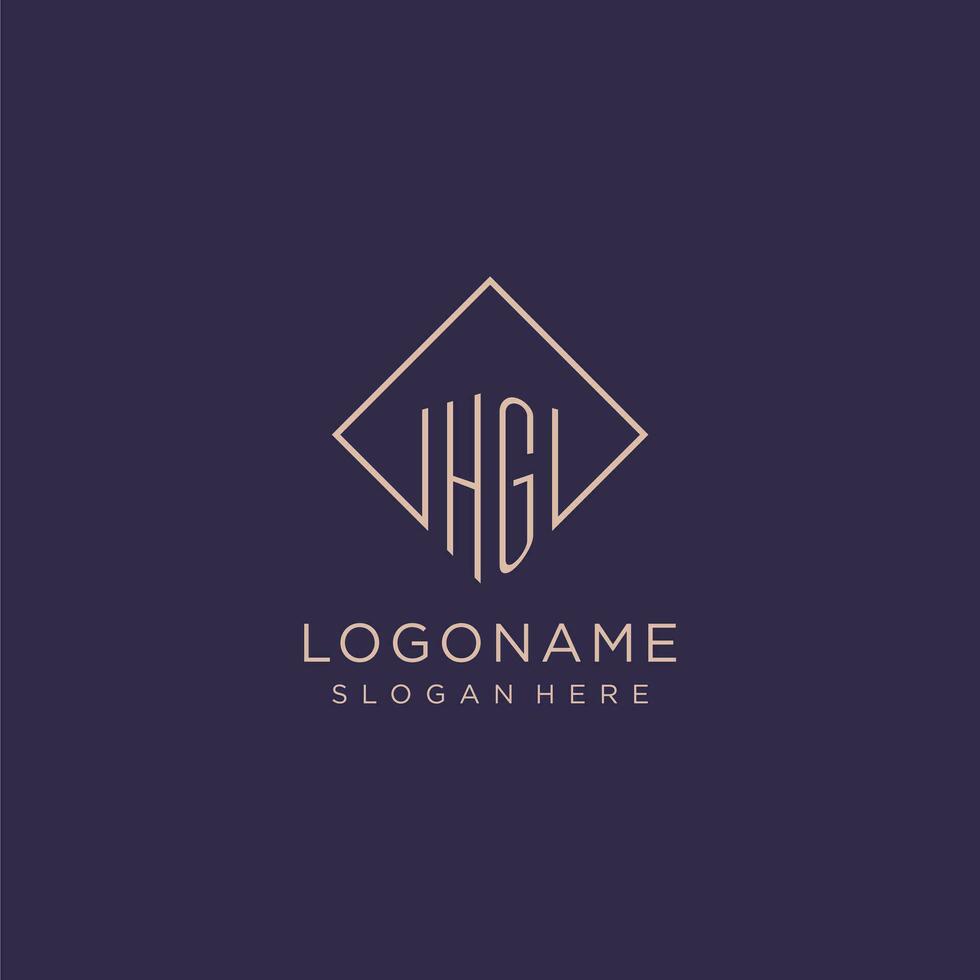 Initials HG logo monogram with rectangle style design vector
