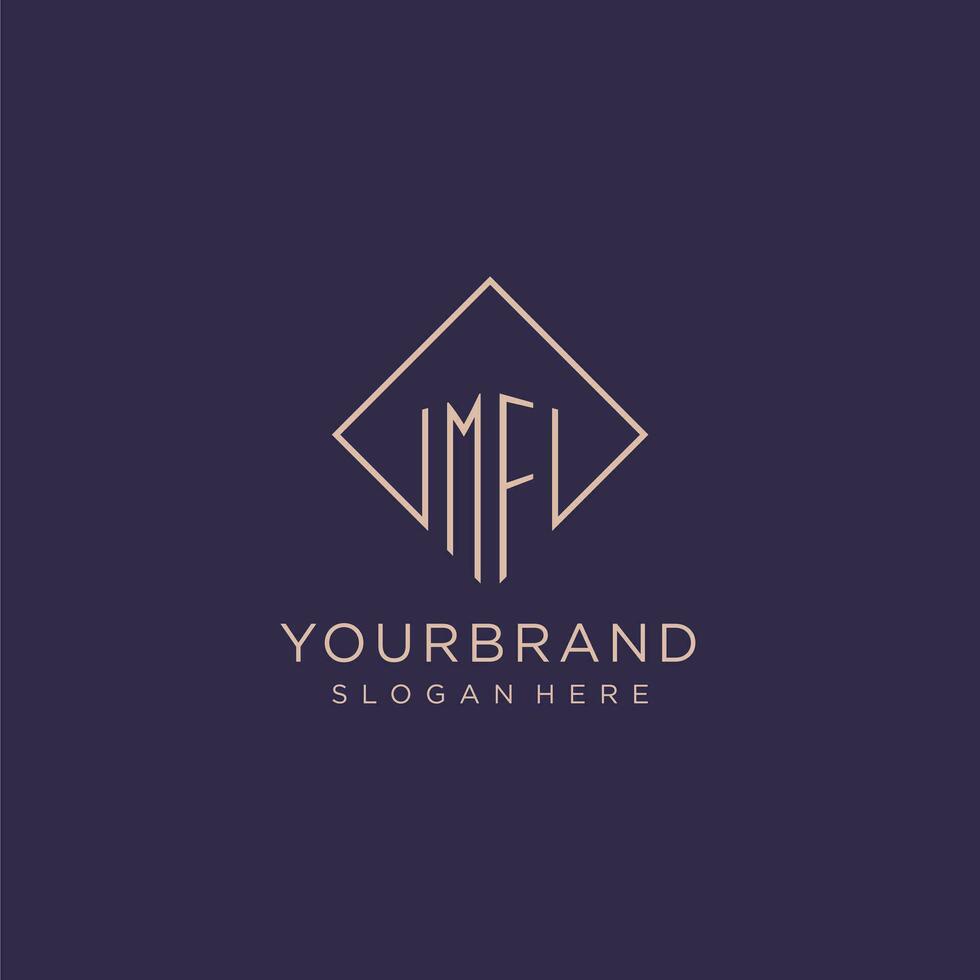 Initials MF logo monogram with rectangle style design vector