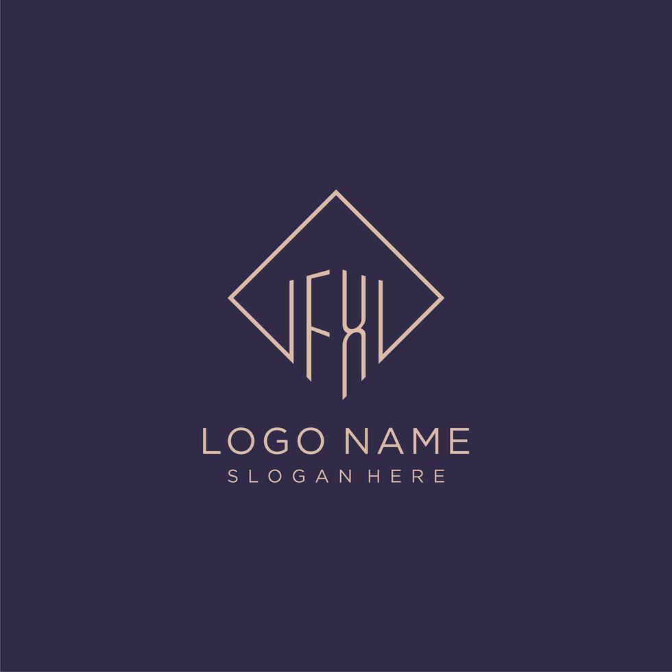 Initials FX logo monogram with rectangle style design vector