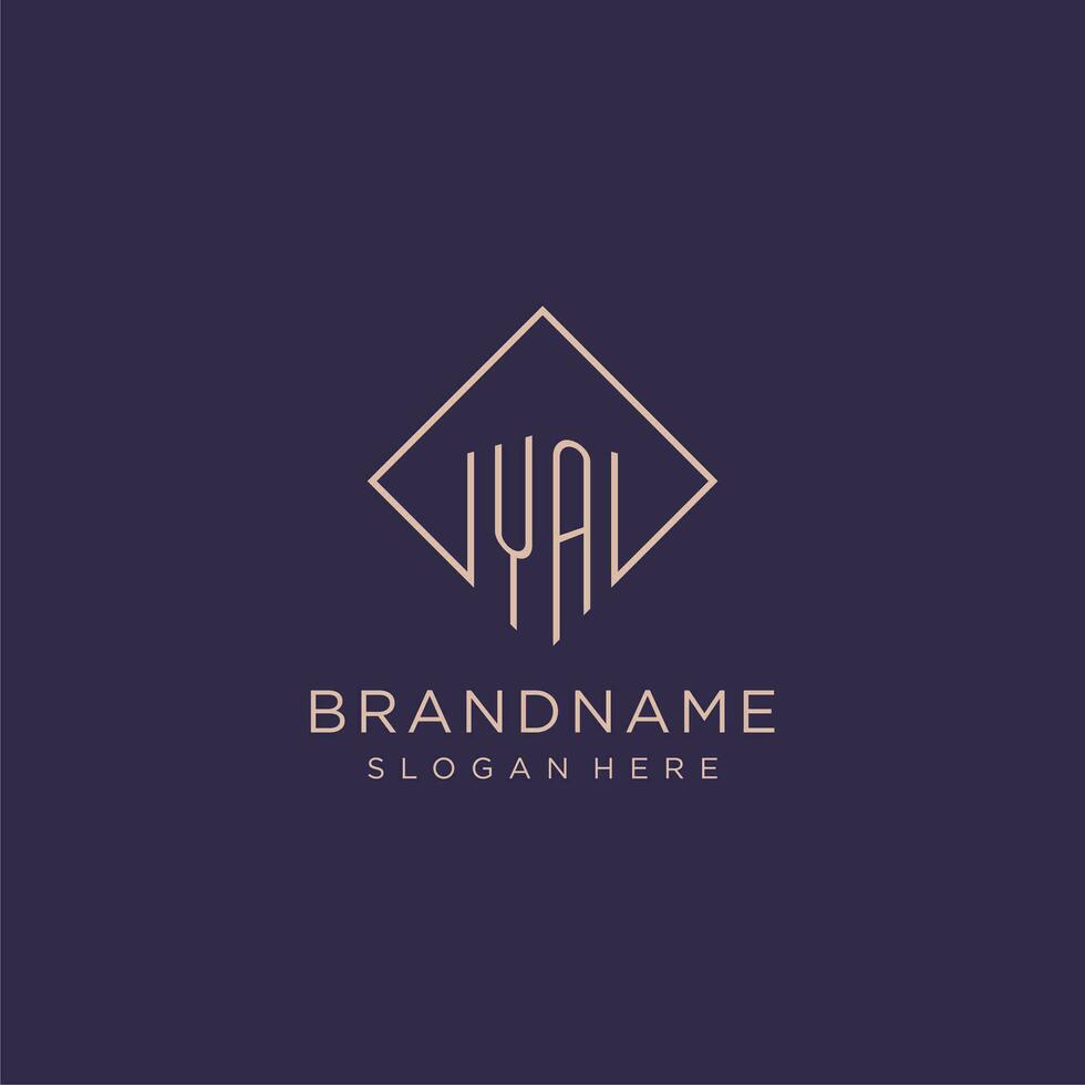 Initials YA logo monogram with rectangle style design vector