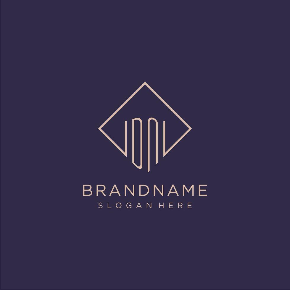 Initials DN logo monogram with rectangle style design vector