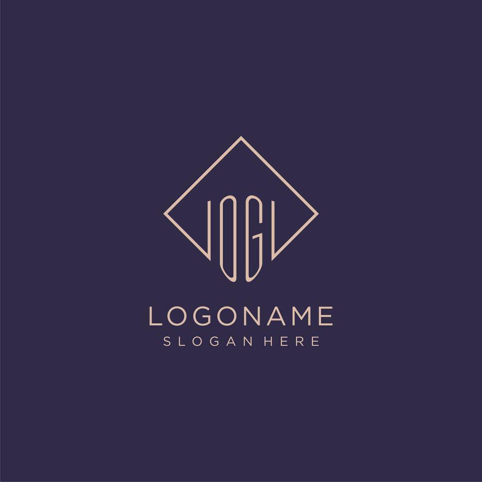 Initials OG logo monogram with rectangle style design vector