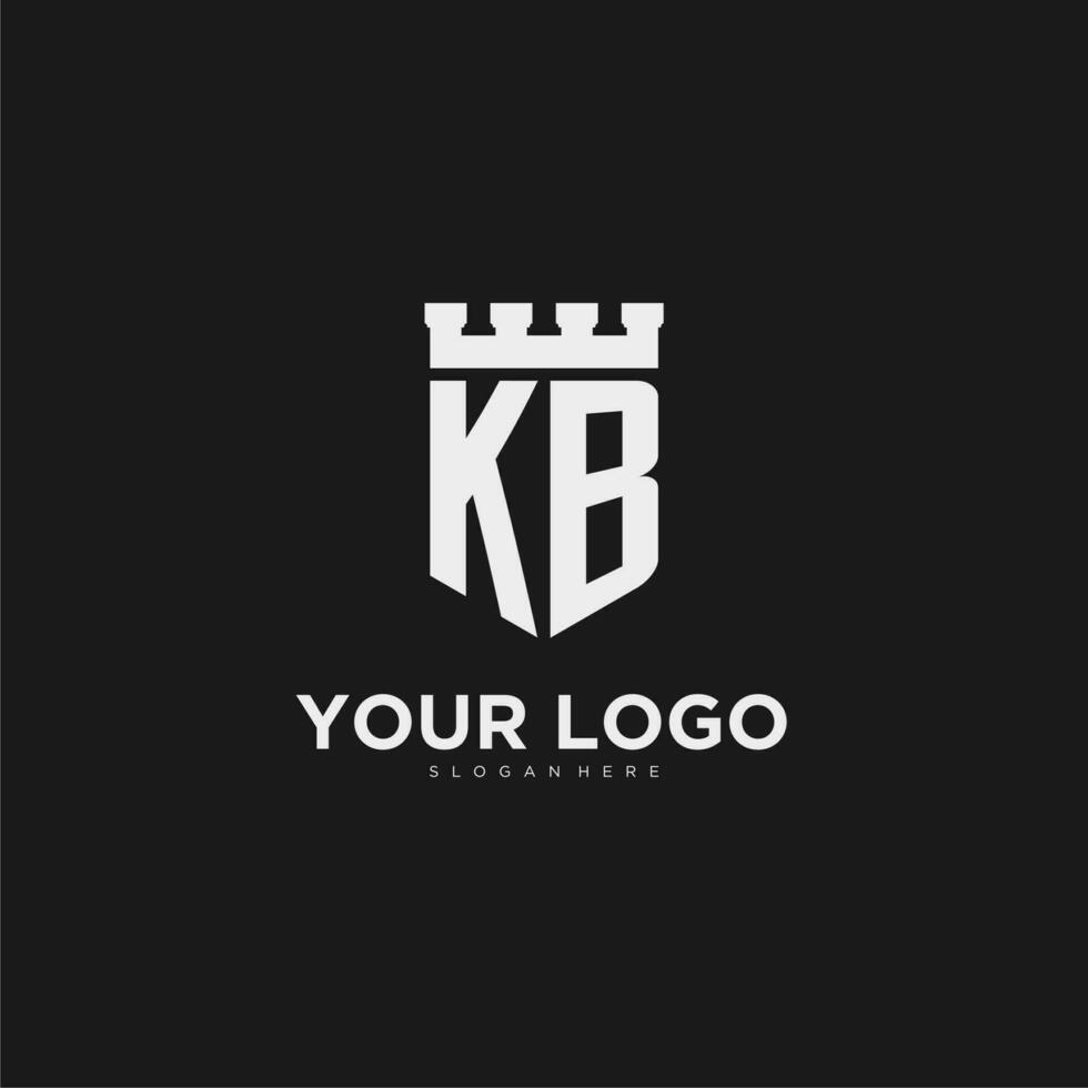 Initials KB logo monogram with shield and fortress design vector