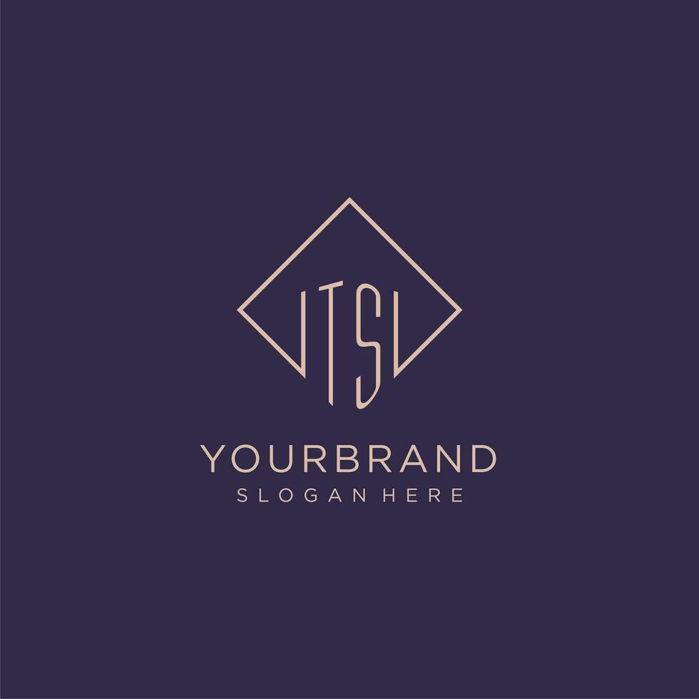 Initials TS logo monogram with rectangle style design vector
