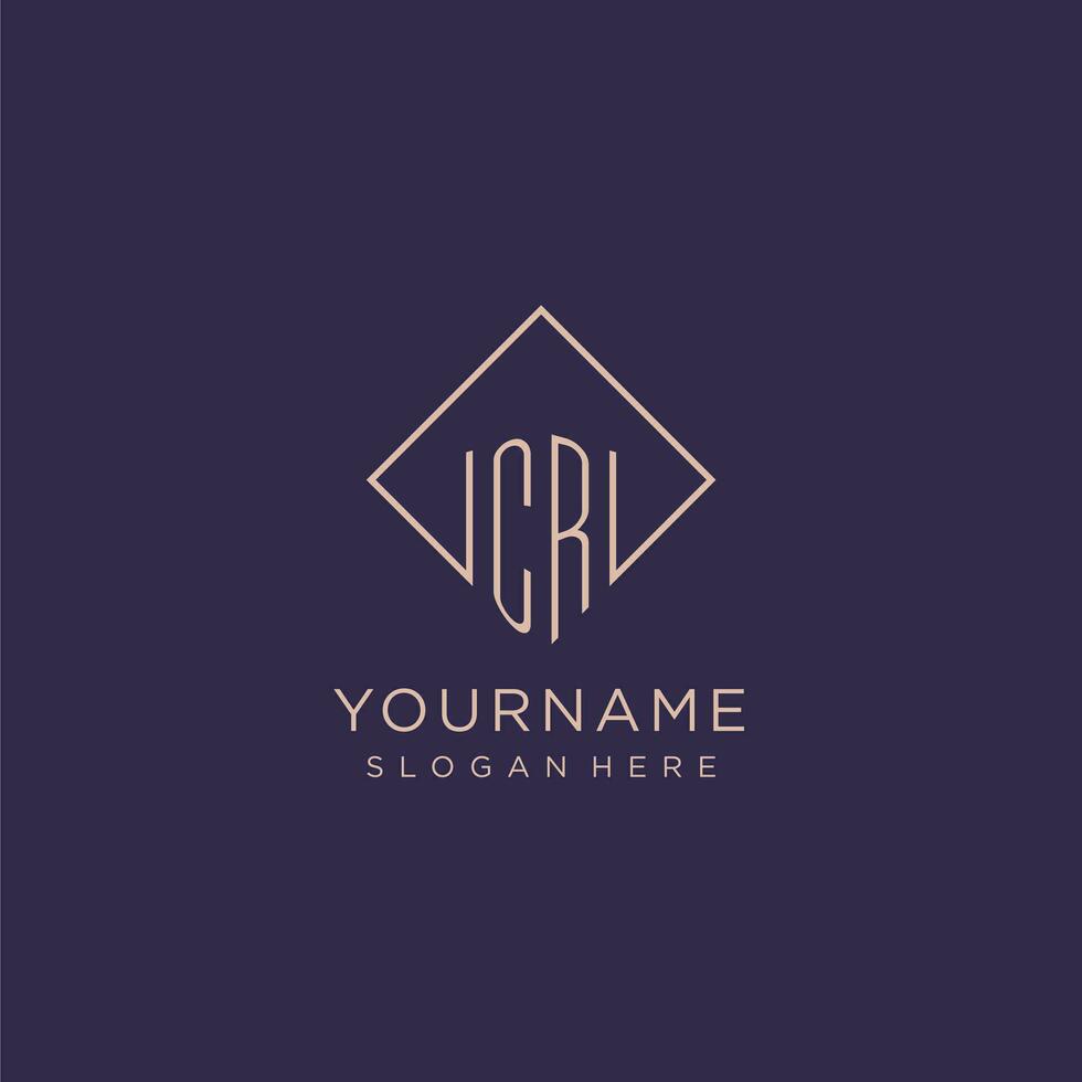 Initials CR logo monogram with rectangle style design vector