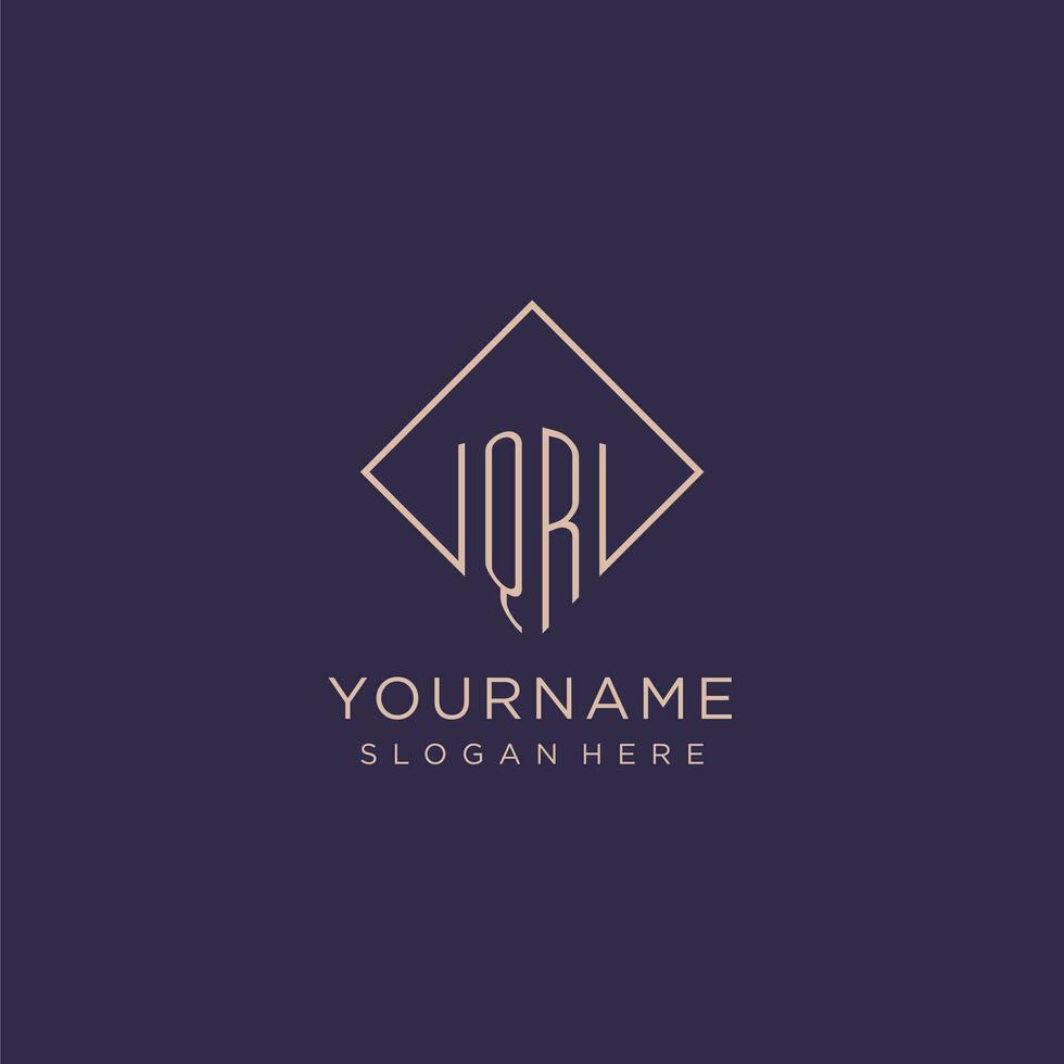 Initials QR logo monogram with rectangle style design vector
