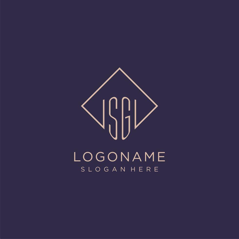 Initials SG logo monogram with rectangle style design vector