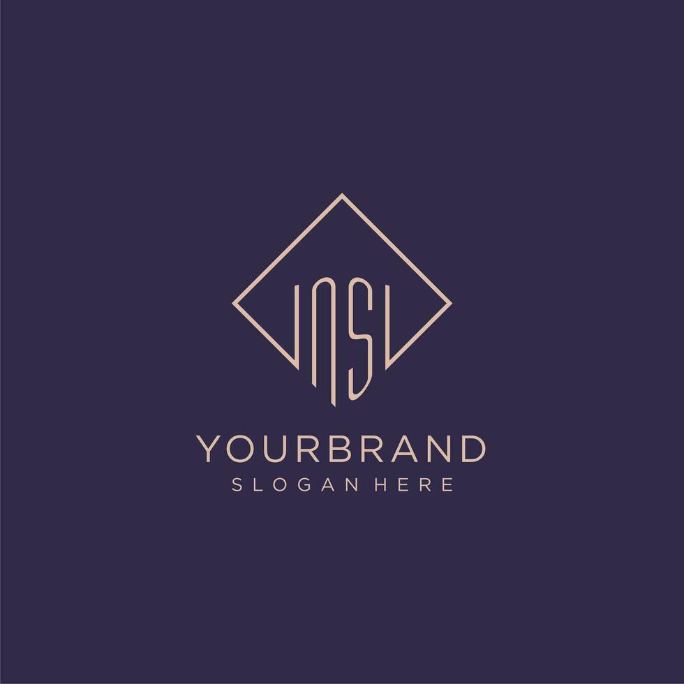 Initials NS logo monogram with rectangle style design vector