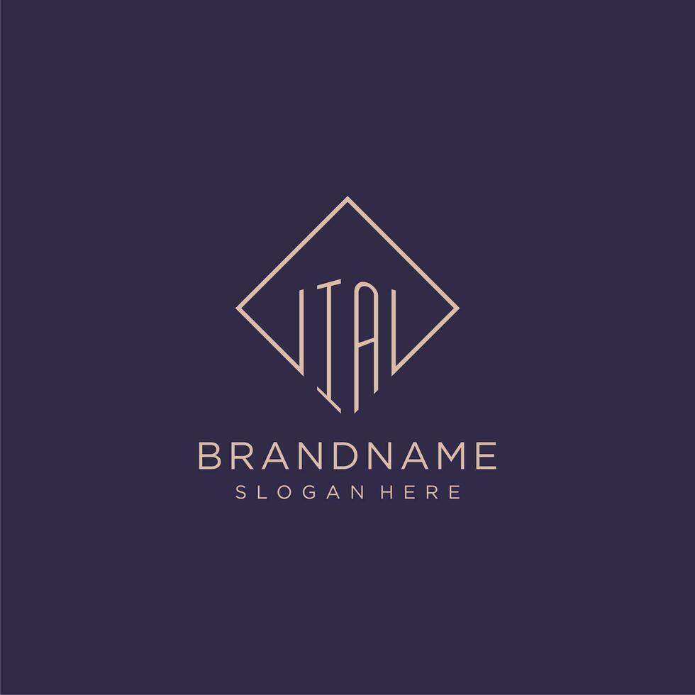 Initials IA logo monogram with rectangle style design vector