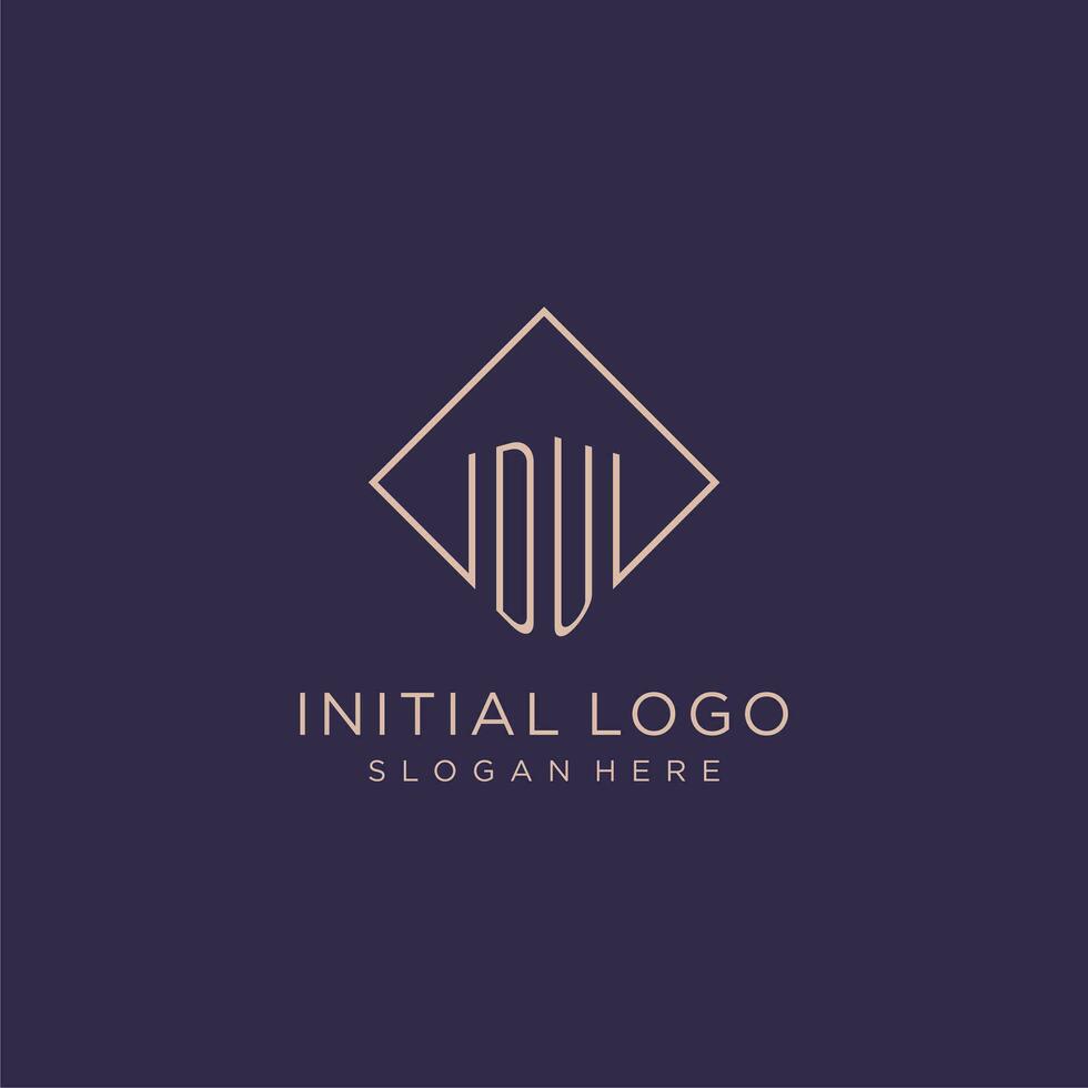 Initials DU logo monogram with rectangle style design vector