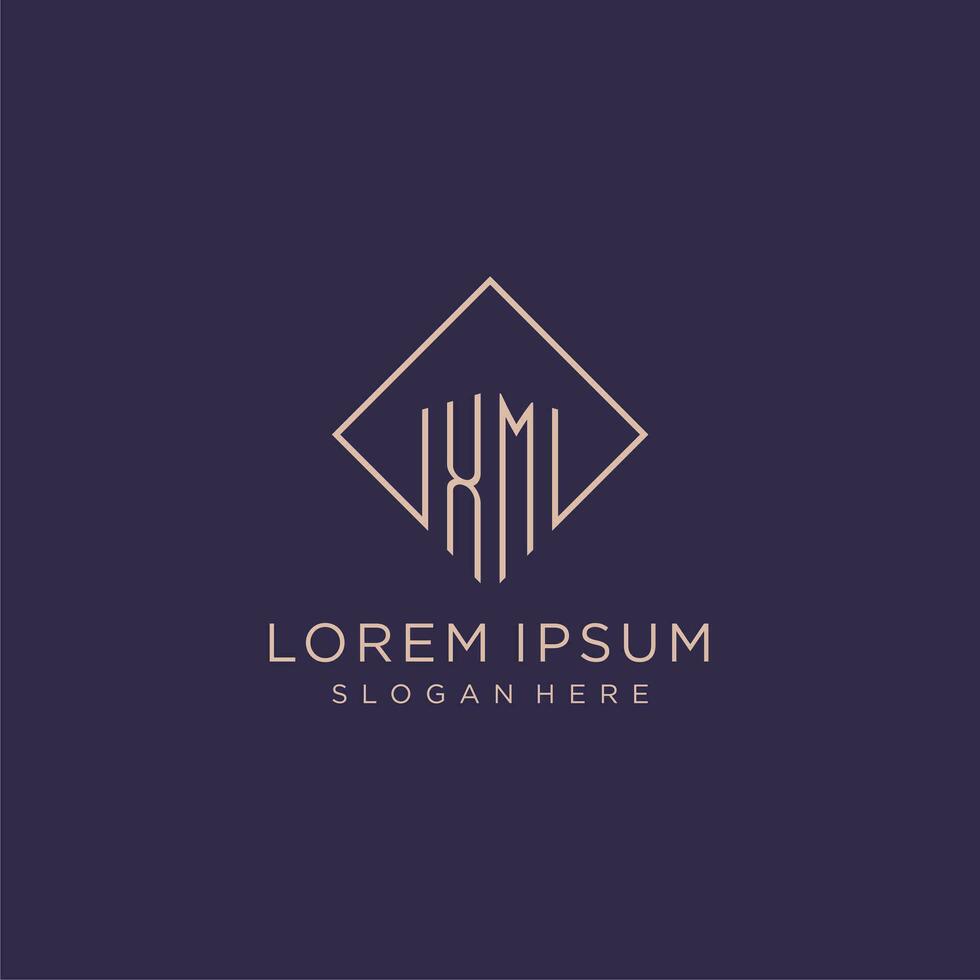Initials XM logo monogram with rectangle style design vector
