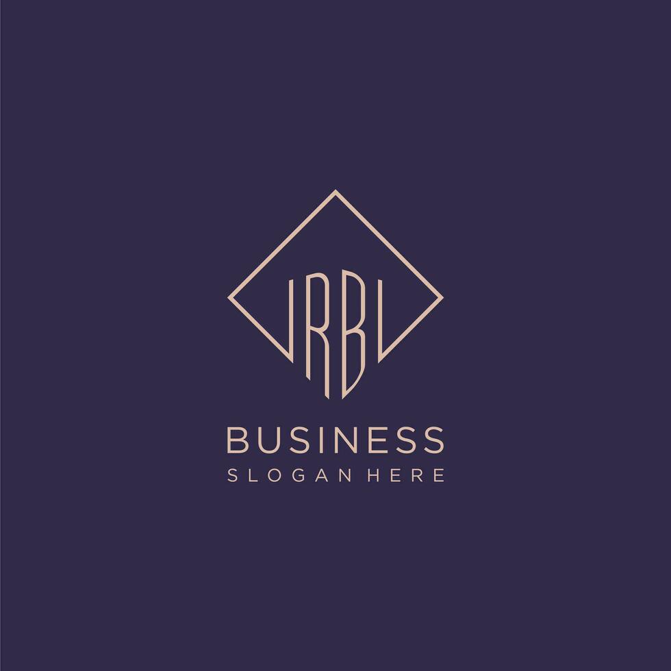 Initials RB logo monogram with rectangle style design vector