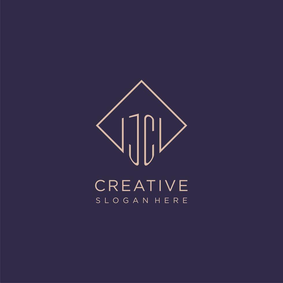 Initials JC logo monogram with rectangle style design vector