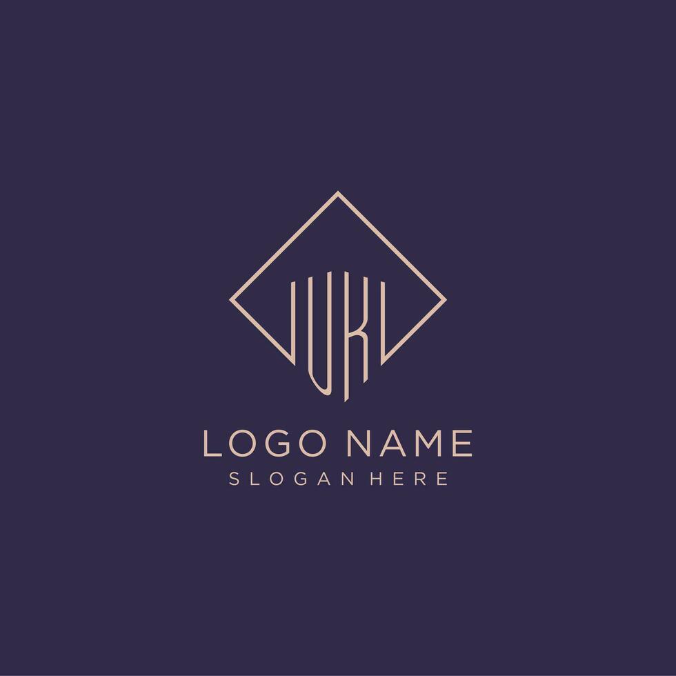 Initials UK logo monogram with rectangle style design vector