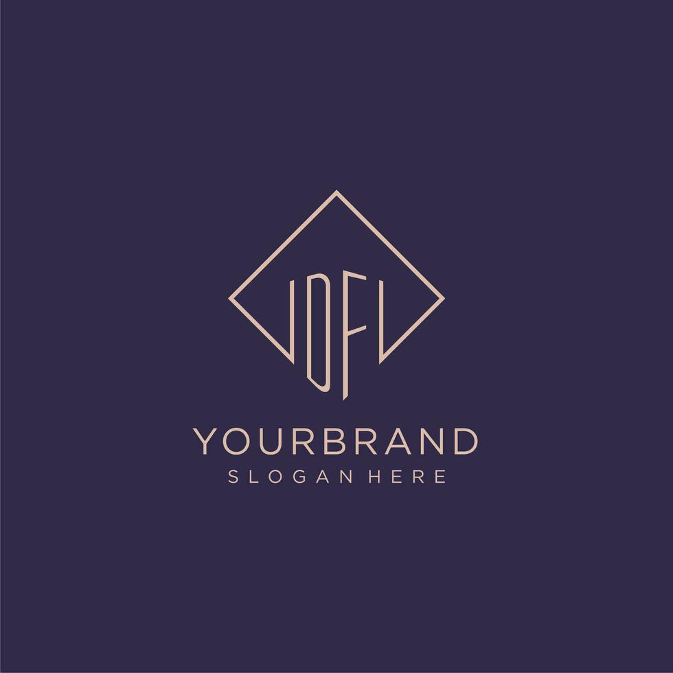 Initials DF logo monogram with rectangle style design vector