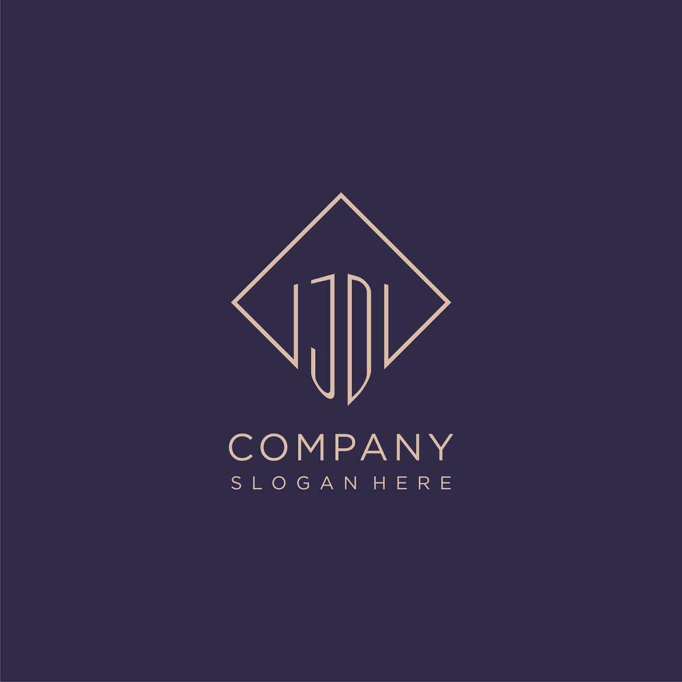 Initials JD logo monogram with rectangle style design vector