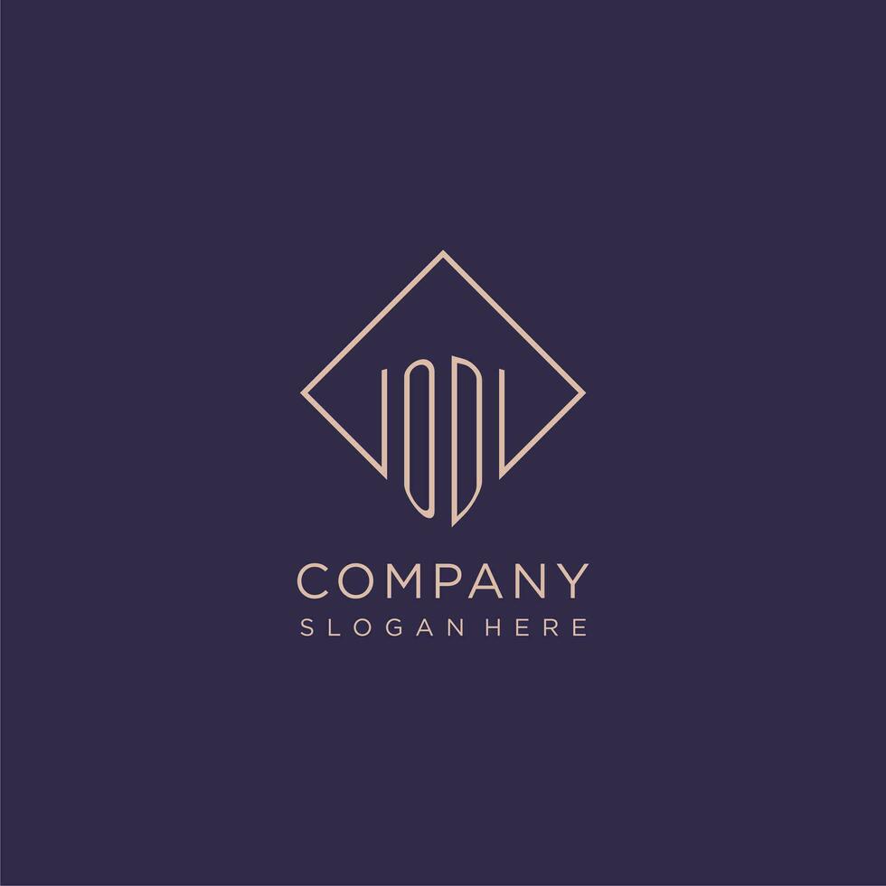 Initials OD logo monogram with rectangle style design vector