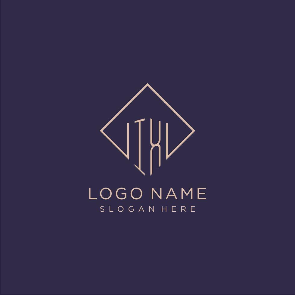Initials IX logo monogram with rectangle style design vector