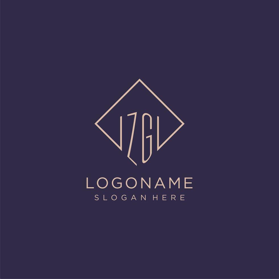 Initials ZG logo monogram with rectangle style design vector