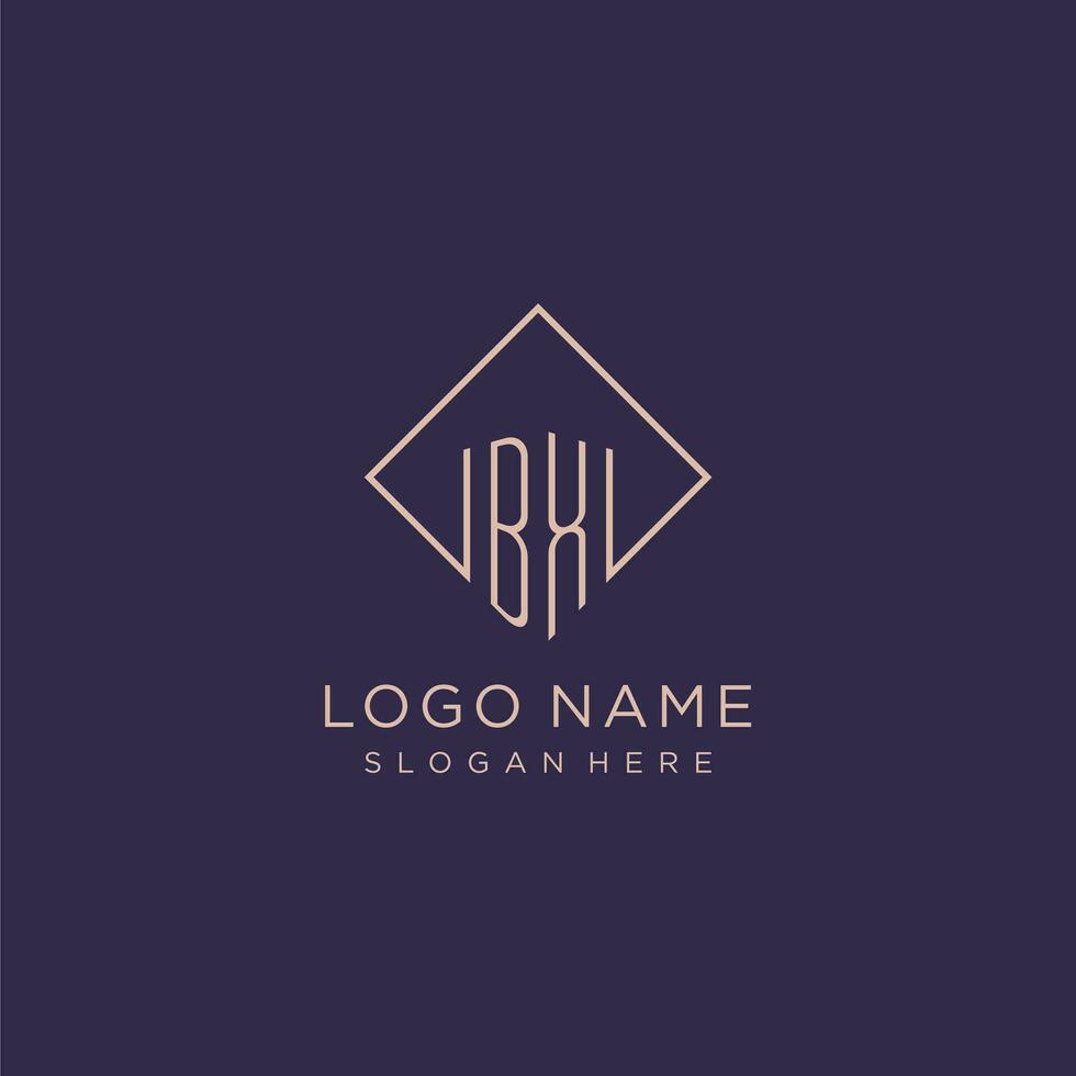 Initials BX logo monogram with rectangle style design vector