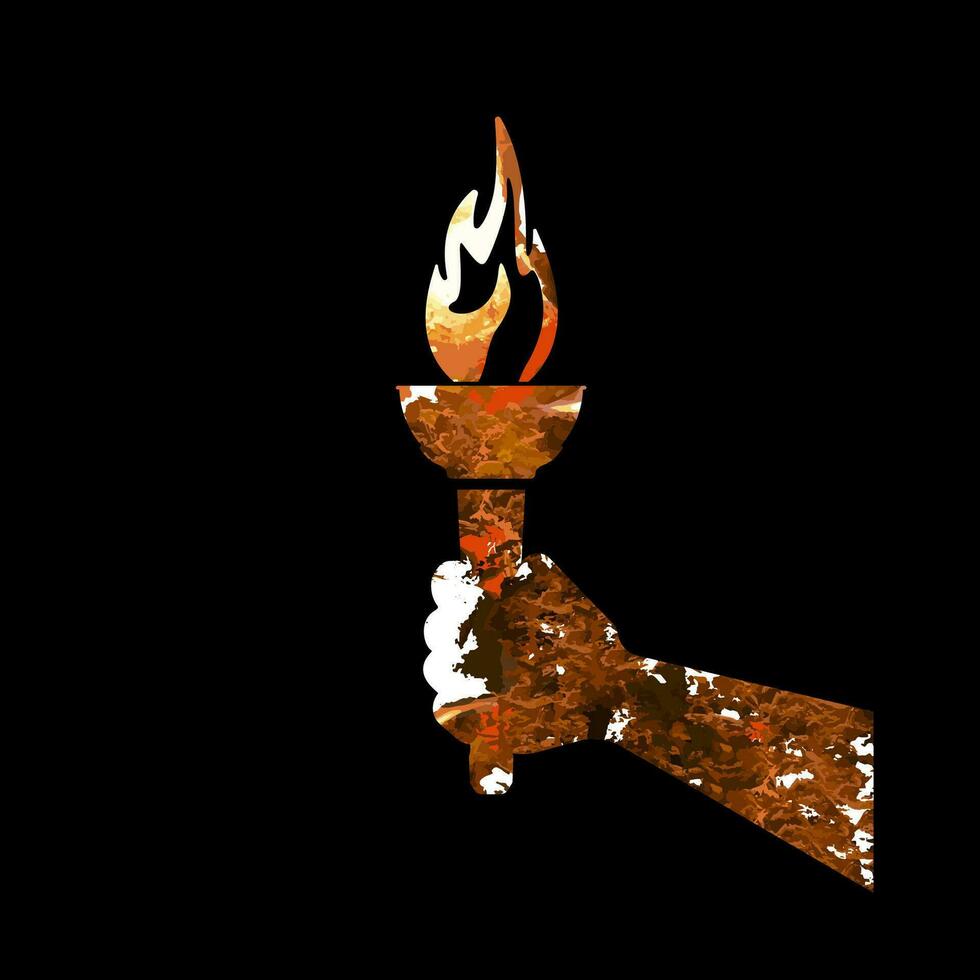 Hand and torch. vector