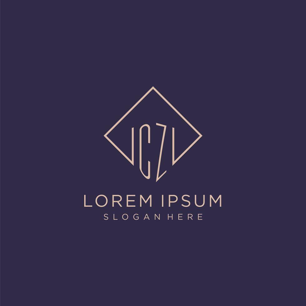 Initials CZ logo monogram with rectangle style design vector