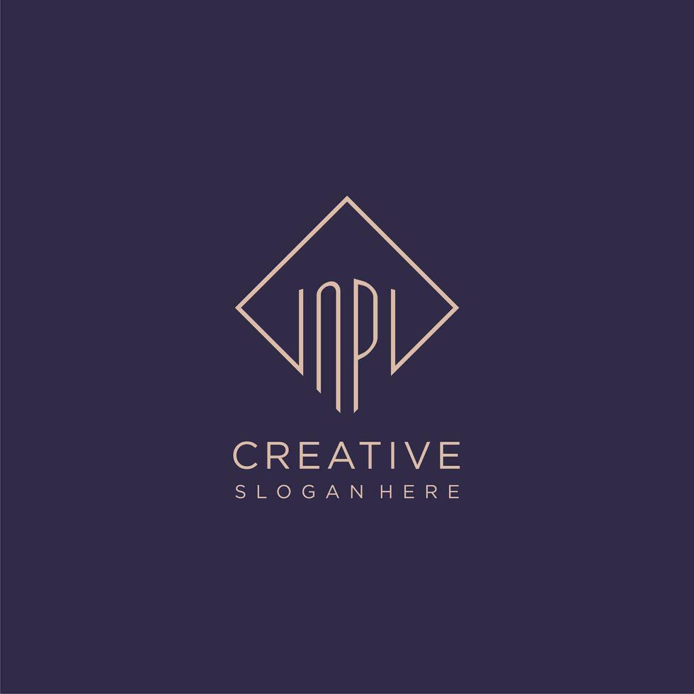 Initials NP logo monogram with rectangle style design vector