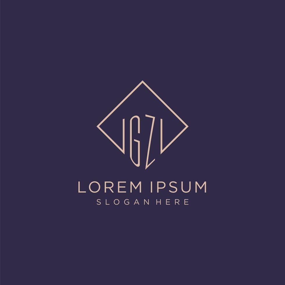 Initials GZ logo monogram with rectangle style design vector