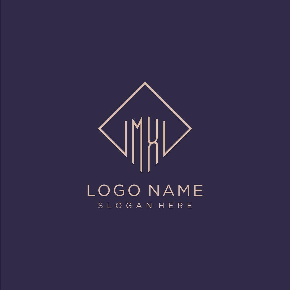 Initials MX logo monogram with rectangle style design vector
