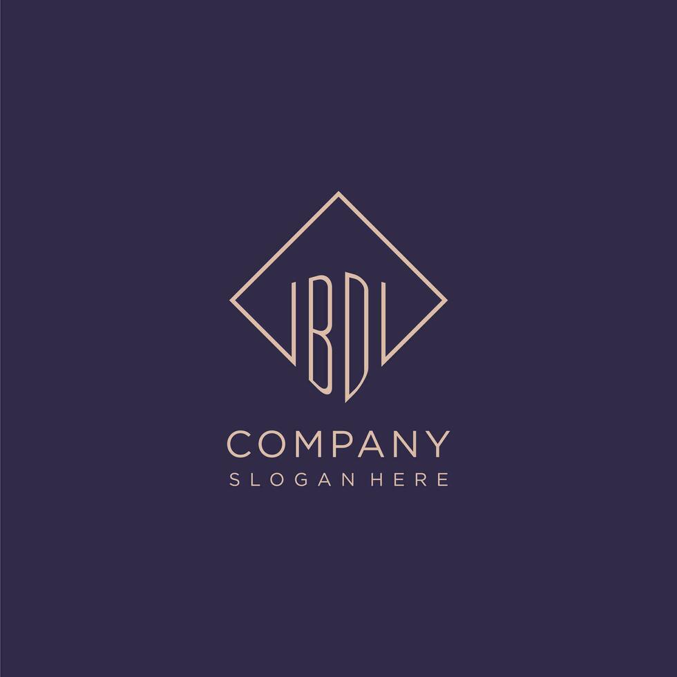 Initials BD logo monogram with rectangle style design vector