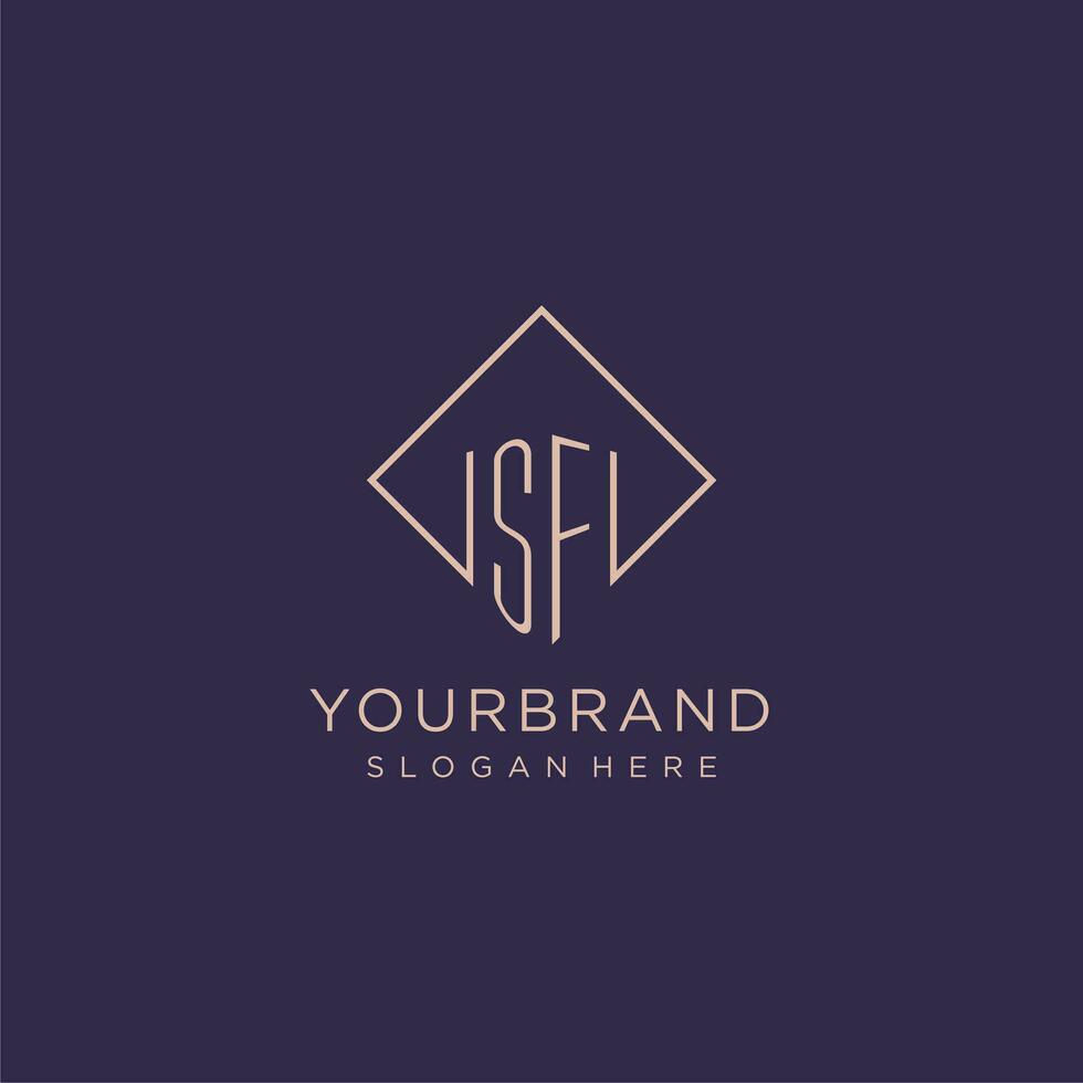 Initials SF logo monogram with rectangle style design vector