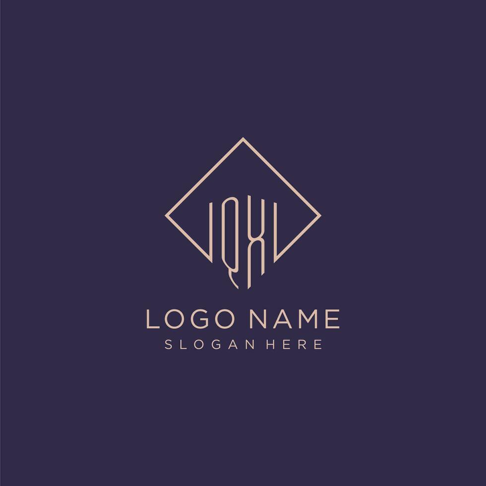 Initials QX logo monogram with rectangle style design vector