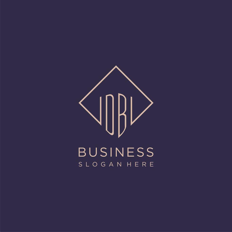 Initials DB logo monogram with rectangle style design vector