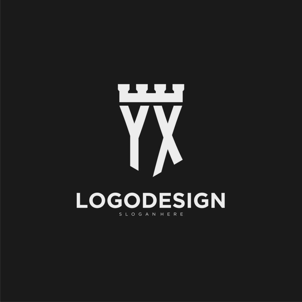 Initials YX logo monogram with shield and fortress design vector