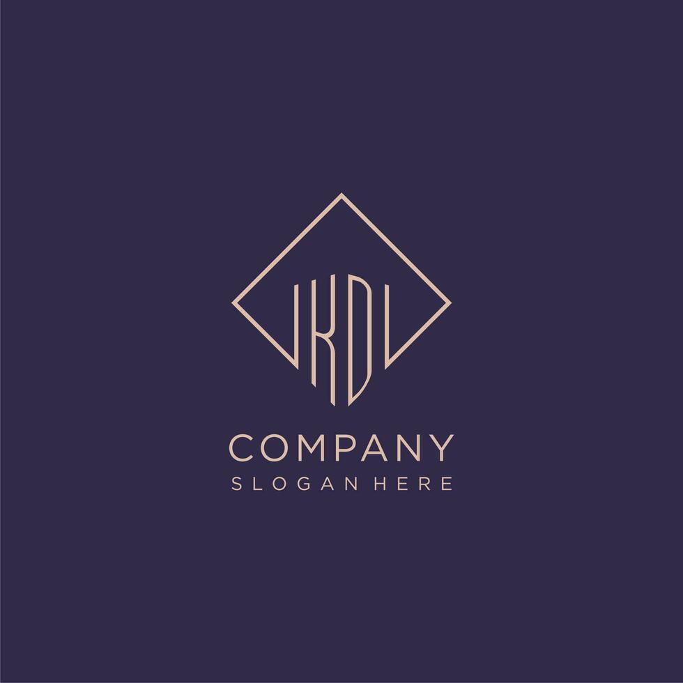 Initials KD logo monogram with rectangle style design vector