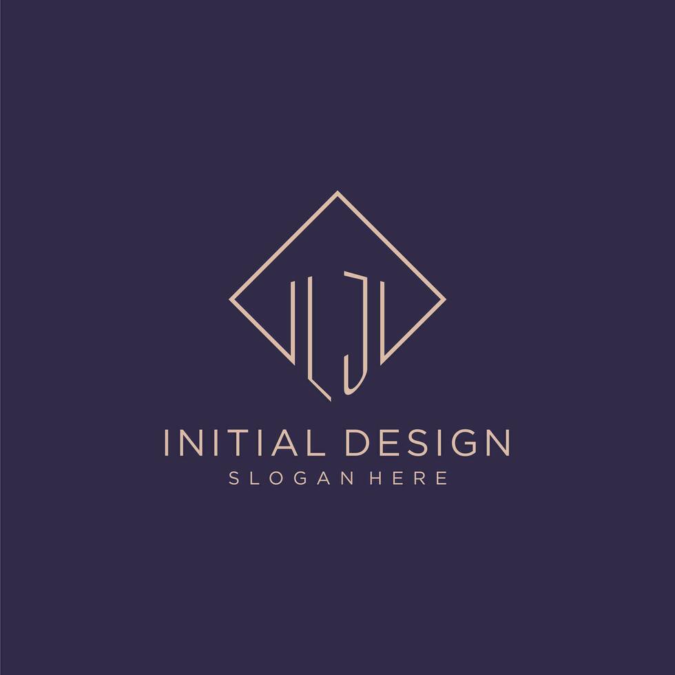 Initials LJ logo monogram with rectangle style design vector