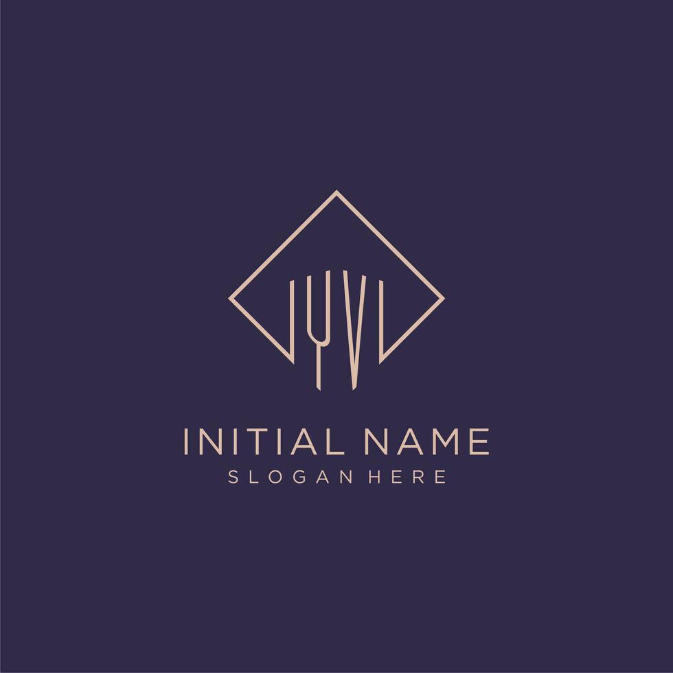 Initials YV logo monogram with rectangle style design vector