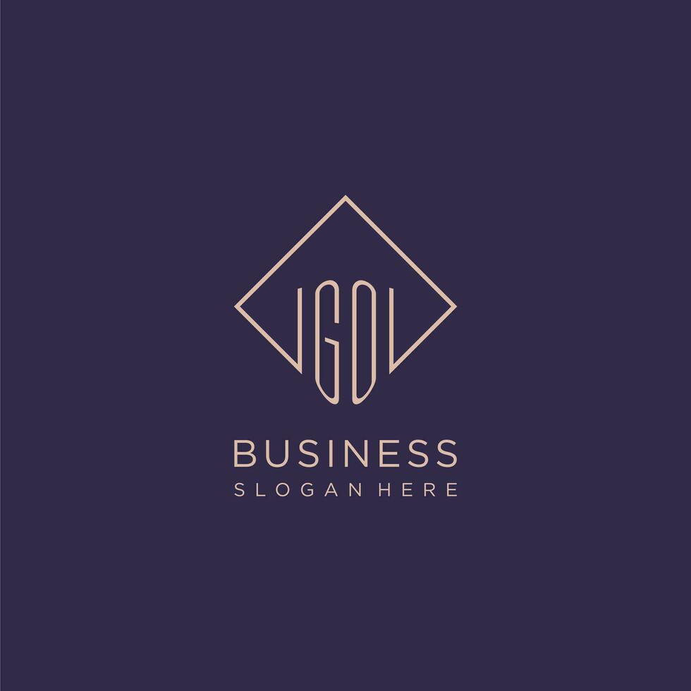 Initials GO logo monogram with rectangle style design vector