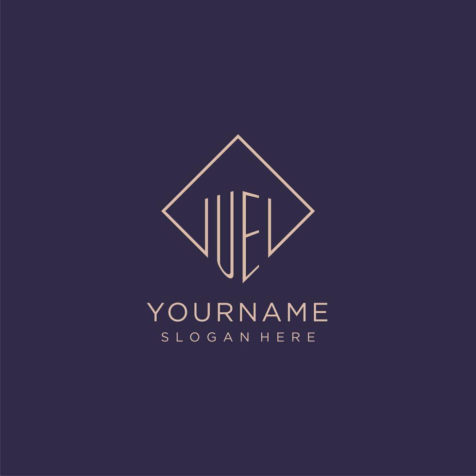 Initials UE logo monogram with rectangle style design vector